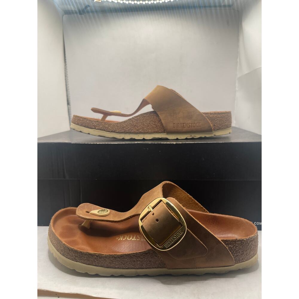 Birkenstock Women's Gizeh Big Buckle Oiled Leather Thong Sandals EUR 37- US 6.5 - Picture 3 of 10